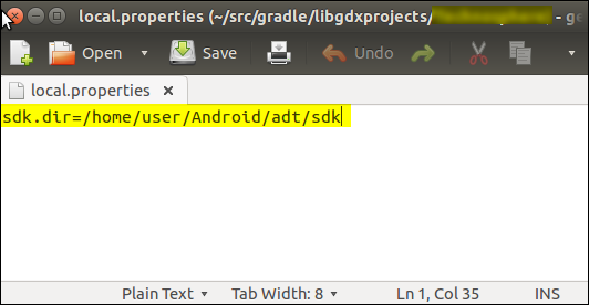 Local properties. The Android SDK location cannot be at the filesystem root.